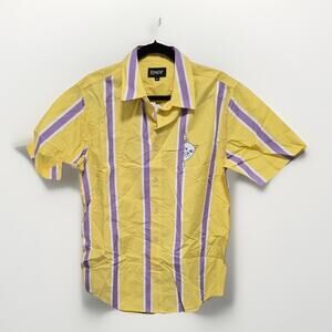 NWT Rip N Dip Short Sleeve Button Front Shirt Men's Med Yellow Purple